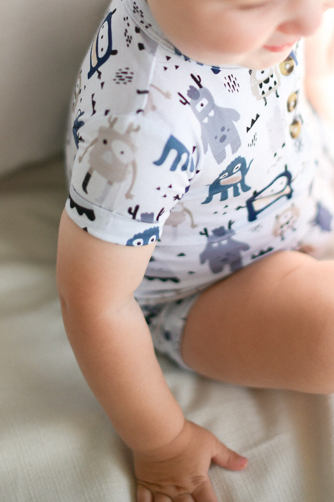 LITTLE MONSTERS BAMBOO SHORTIE ROMPER