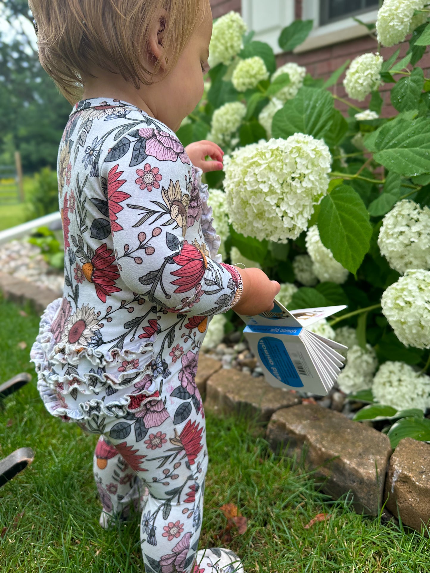 WILDFLOWERS BAMBOO RUFFLE FOOTIE ONESIE