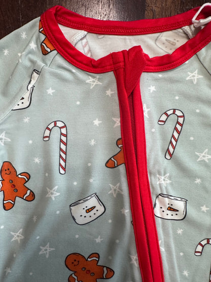 SNOWY HOLIDAY BAMBOO ZIPPER ONESIE