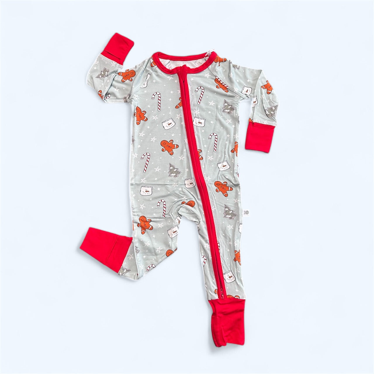 SNOWY HOLIDAY BAMBOO ZIPPER ONESIE