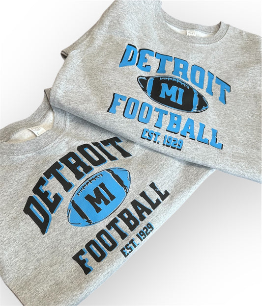 GRAY DETROIT MI FOOTBALL CREWNECK